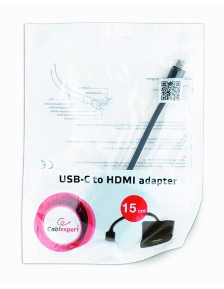 Cablu Video Cablexpert A-CM-HDMIF2-01, USB 3.1 Type-C (F) - 2 x HDMI (F), 0.15 m, Negru