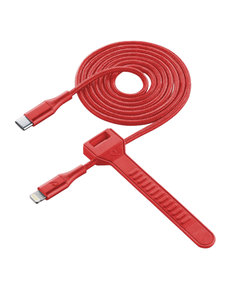 Cablu încărcare și sincronizare Cellularline Satellite MFI, USB Type-C/Lightning, 1m, Roșu
