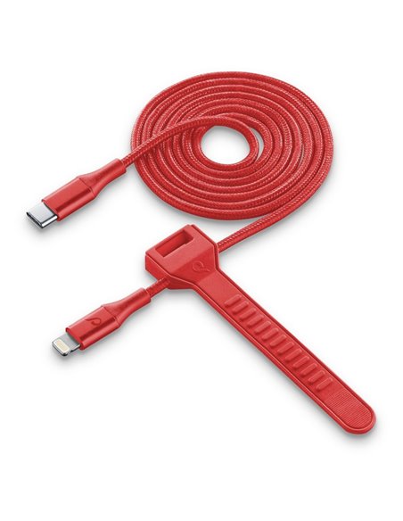 Cablu încărcare și sincronizare Cellularline Satellite MFI, USB Type-C/Lightning, 1m, Roșu