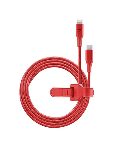 Cablu încărcare și sincronizare Cellularline Satellite MFI, USB Type-C/Lightning, 1m, Roșu