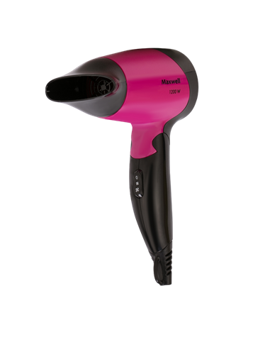 Uscător de păr compact Maxwell MW-2007, 1200 W, Negru | Roz