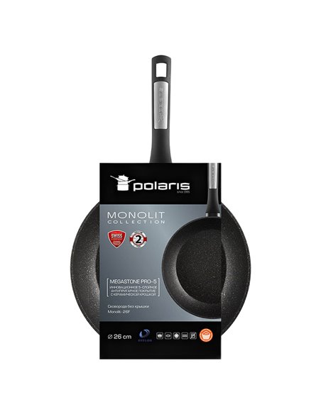 Сковорода Polaris Monolit-26F, 26cm, Чёрный
