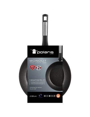 Сковорода Polaris Monolit-26F, 26cm, Чёрный