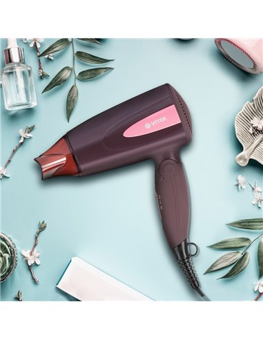 Uscător de păr compact VITEK VT-2261, 1300 W, Bordo
