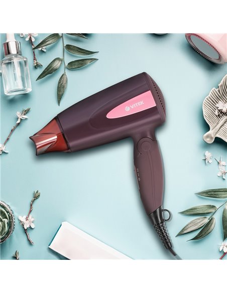 Компактный фен VITEK VT-2261, 1300 Вт, Бордовый