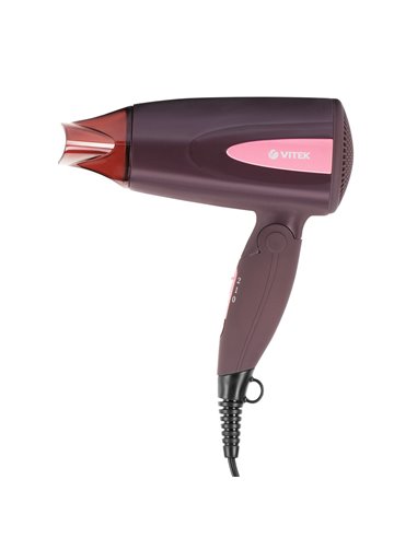 Uscător de păr compact VITEK VT-2261, 1300 W, Bordo