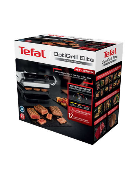 Электрический Гриль Tefal OptiGrill Elite, 2000Вт, Серебристый