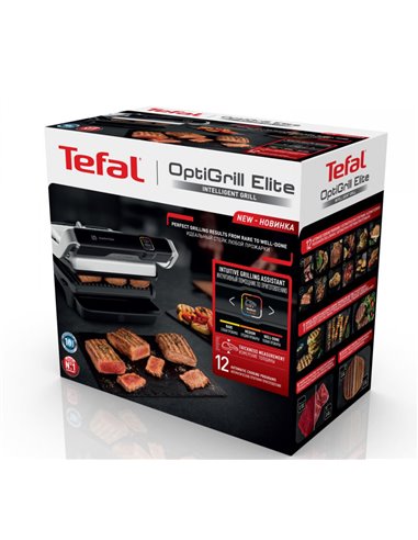 Grătar electric Tefal OptiGrill Elite, 2000W, Argintiu