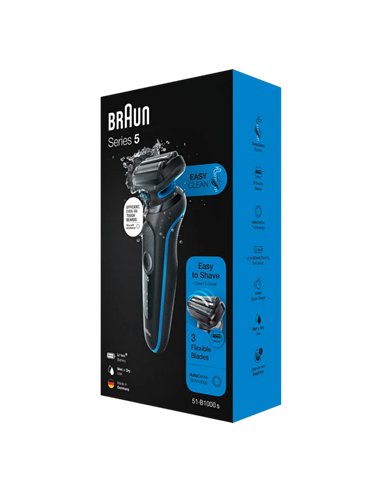Электробритва мужская Braun 51-B1000s, Черный | Синий