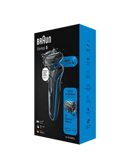 Электробритва мужская Braun 51-B1000s, Черный | Синий