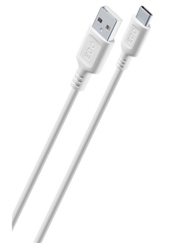 Cablu de încărcare și date Cellularline Become Eco, USB Type-A/USB Type-C, 1m, Alb