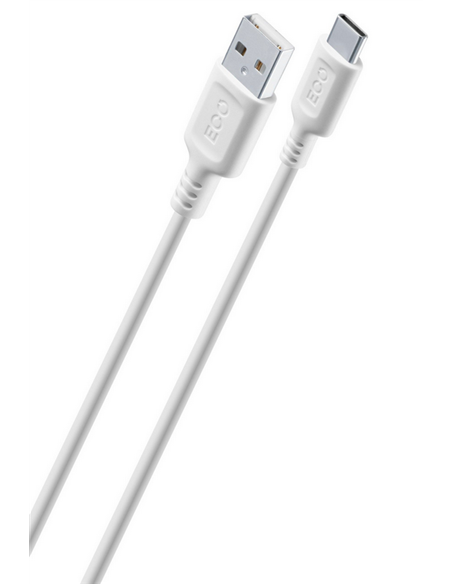 Cablu de încărcare și date Cellularline Become Eco, USB Type-A/USB Type-C, 1m, Alb