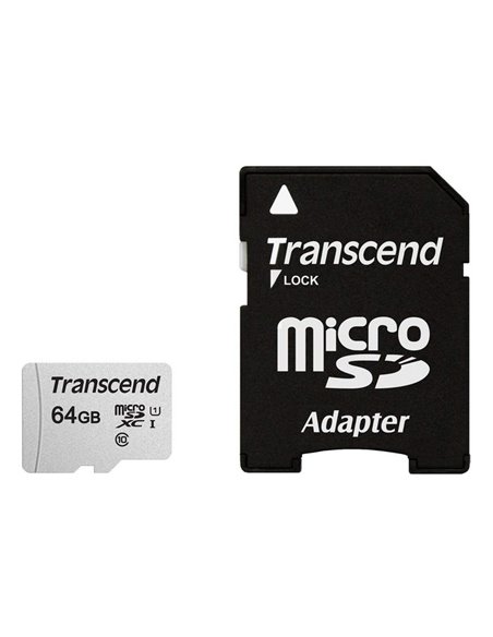 Карта памяти Transcend MicroSDXC Class 10, 64Гб (TS64GUSD300S-A)