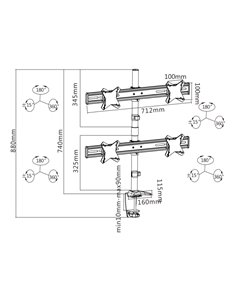 Suport birou pentru monitoare Reflecta PLANO Desk 23-1010Q, Argintiu 2