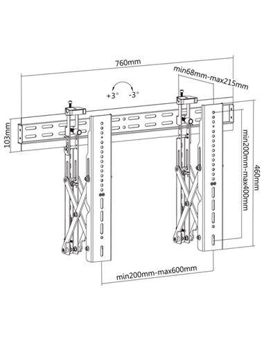 Фиксированное настенное крепление Reflecta PLANO Video Wall 60-6040, Чёрный
