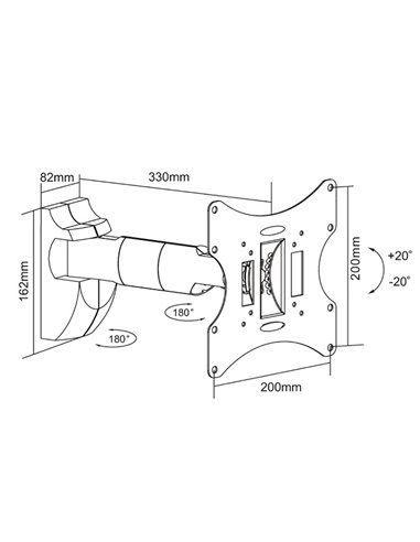 Suport TV pe perete Reflecta Flexo 40-200B, Negru