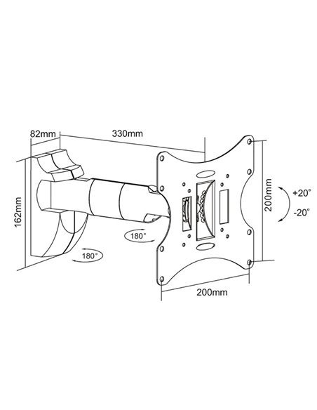 Suport TV pe perete Reflecta Flexo 40-200B, Negru