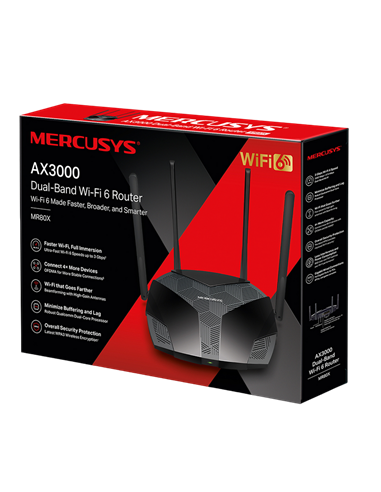 Router fără fir MERCUSYS MR80X, Negru