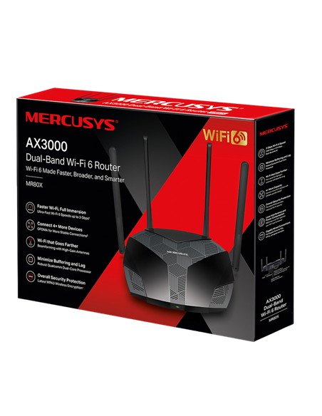 Беспроводной маршрутизатор MERCUSYS MR80X, Чёрный