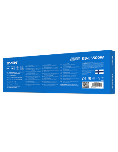 Клавиатура SVEN KB-E5500W, Беспроводное, Чёрный | Серебристый
