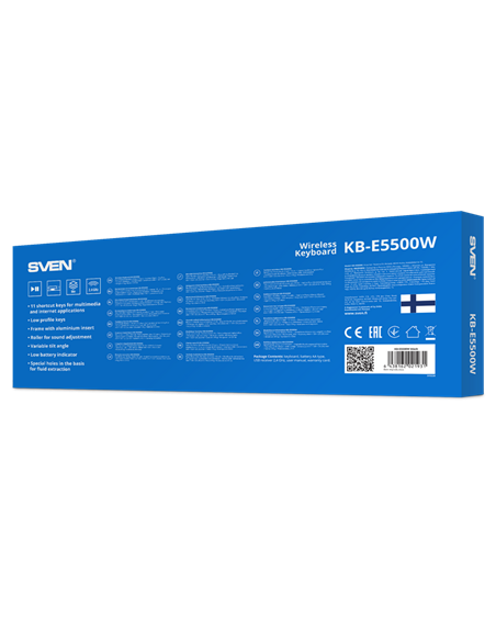 Клавиатура SVEN KB-E5500W, Беспроводное, Чёрный | Серебристый