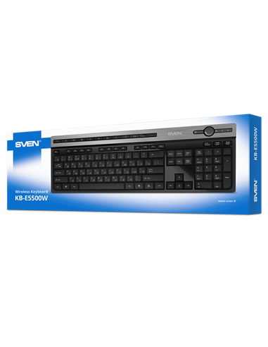 Клавиатура SVEN KB-E5500W, Беспроводное, Чёрный | Серебристый