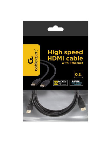 Видео кабель Cablexpert CC-HDMI4-0.5M, HDMI (M) - HDMI (M), 0,5м, Чёрный