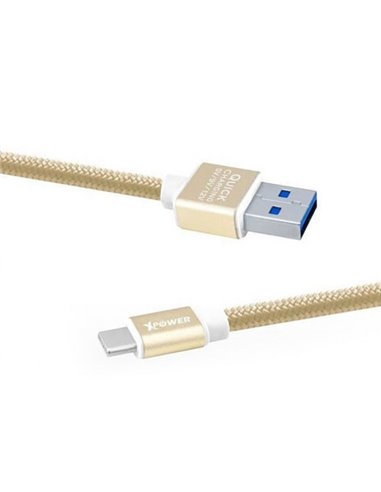 Кабель для зарядки и синхронизации Xpower Type-C cable Nylon, USB Type-A/Type-C, 1м, Золотистый