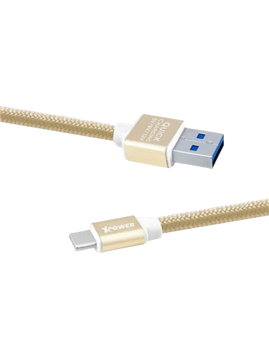 Кабель для зарядки и синхронизации Xpower Type-C cable Nylon, USB Type-A/Type-C, 1м, Золотистый