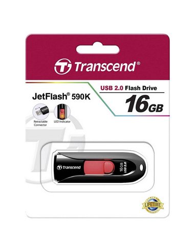 USB Flash накопитель Transcend JetFlash 590, 16Гб, Чёрный
