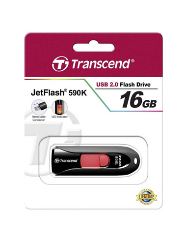 USB Flash накопитель Transcend JetFlash 590, 16Гб, Чёрный