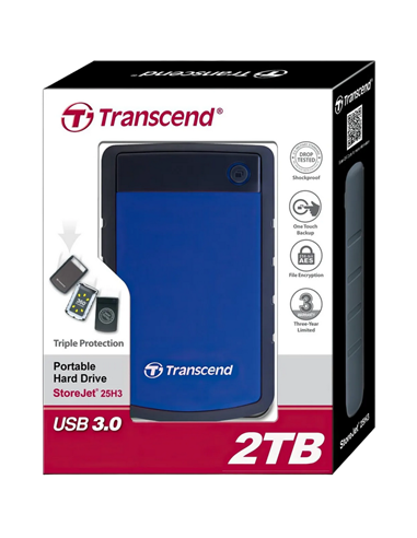HDD portabil extern Transcend StoreJet 25H3B, 2 TB, Albastru Marin (TS2TSJ25H3B)
