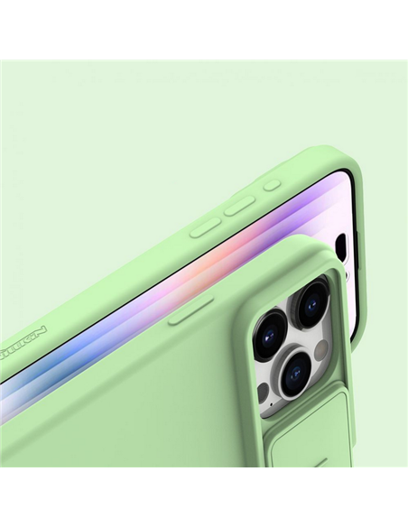 Husă Nillkin iPhone 15 Pro, CamShield Silky Silicone, Mint Green