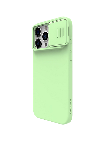 Husă Nillkin iPhone 15 Pro, CamShield Silky Silicone, Mint Green