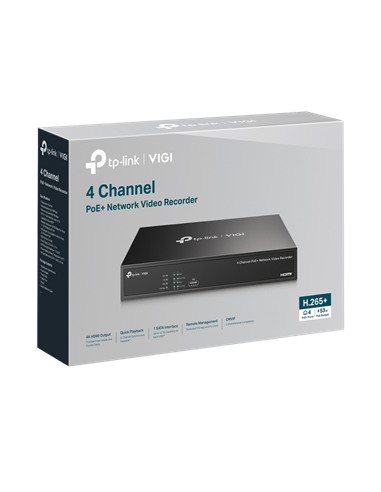 Видеорегистратор TP-LINK VIGI NVR1004H-4P, Чёрный