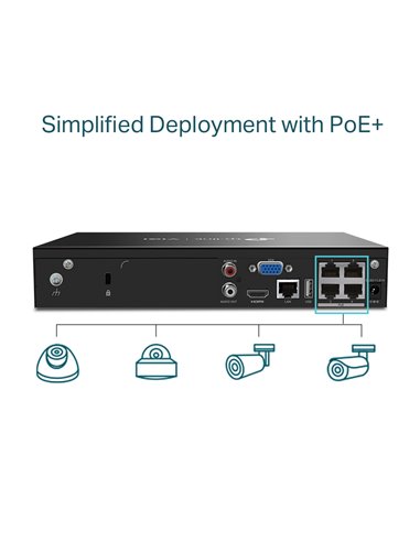 Видеорегистратор TP-LINK VIGI NVR1004H-4P, Чёрный