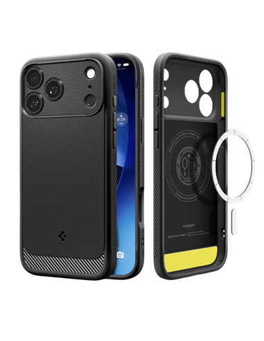 Husă Spigen Rugged Armor Mag pentru Apple iPhone 17 Pro Max, Negru Mat