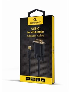 Видеокабель Cablexpert A-CM-VGAM-01, USB Type-C (M) - VGA (M), 0.15 м, Чёрный 2