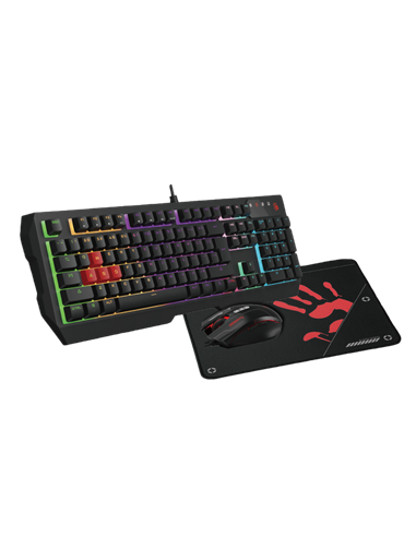 Set Tastatură + Mouse + Mouse Pad Bloody B1700 , Cu fir, Negru