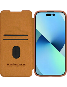 Husă tip carte Nillkin iPhone 15 Plus - Qin Pro, Maro