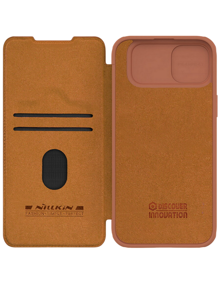 Чехол книжка Nillkin iPhone 15 Plus - Qin Pro, Коричневый