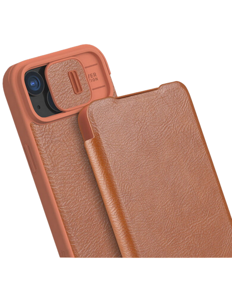 Чехол книжка Nillkin iPhone 15 Plus - Qin Pro, Коричневый