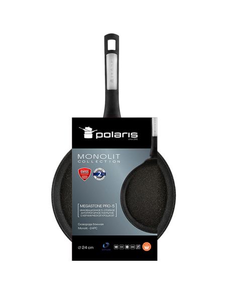 Блинная сковорода Polaris Monolit-24PC, 24см, Чёрный