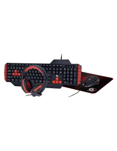 Set Tastatură + Mouse + Mouse Pad + Căști Gembird GGS-UMG4-02, Cu fir, Negru/Rosu