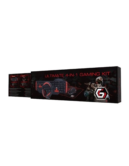 Set Tastatură + Mouse + Mouse Pad + Căști Gembird GGS-UMG4-02, Cu fir, Negru/Rosu