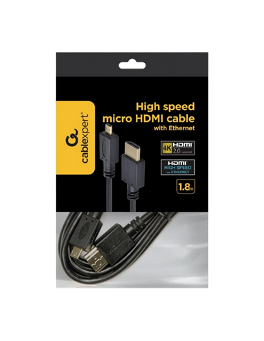 Cablu Video Cablexpert CC-HDMID-6, HDMI (M) - micro-HDMI (M), 1.8 m, Negru