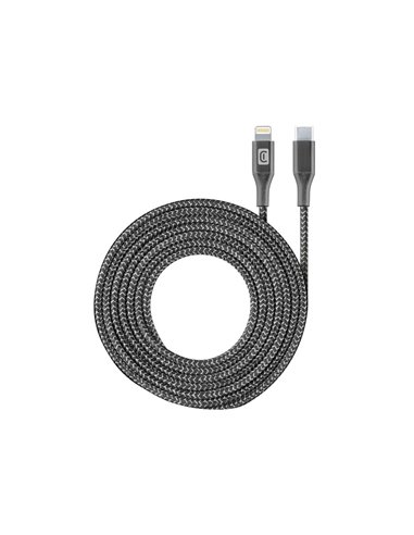 Кабель для передачи данных Cellularline Long Cable, Lightning/USB Type-C, 2,5м, Чёрный