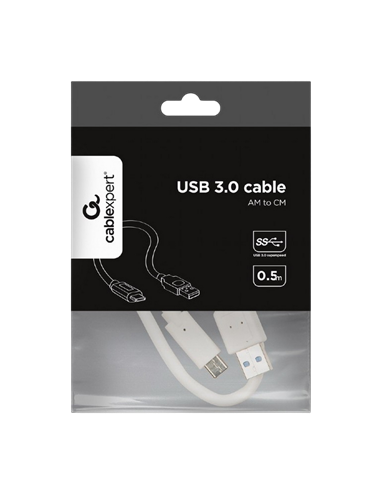 Кабель для зарядки и синхронизации Cablexpert CCP-USB3-AMCM-W-0.5M, USB Type-A/USB Type-C, 0,5м, Белый