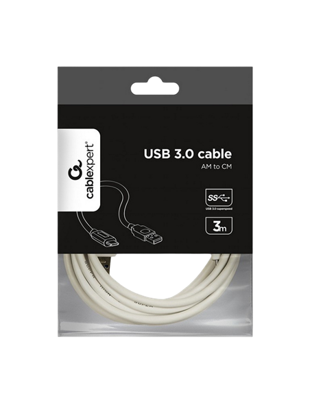 Кабель для зарядки и синхронизации Cablexpert CCP-USB3-AMCM-W-0.5M, USB Type-A/USB Type-C, 0,5м, Белый