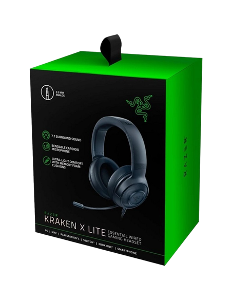 Игровая Гарнитура Razer Kraken X Lite, Проводной аналоговый, Чёрный